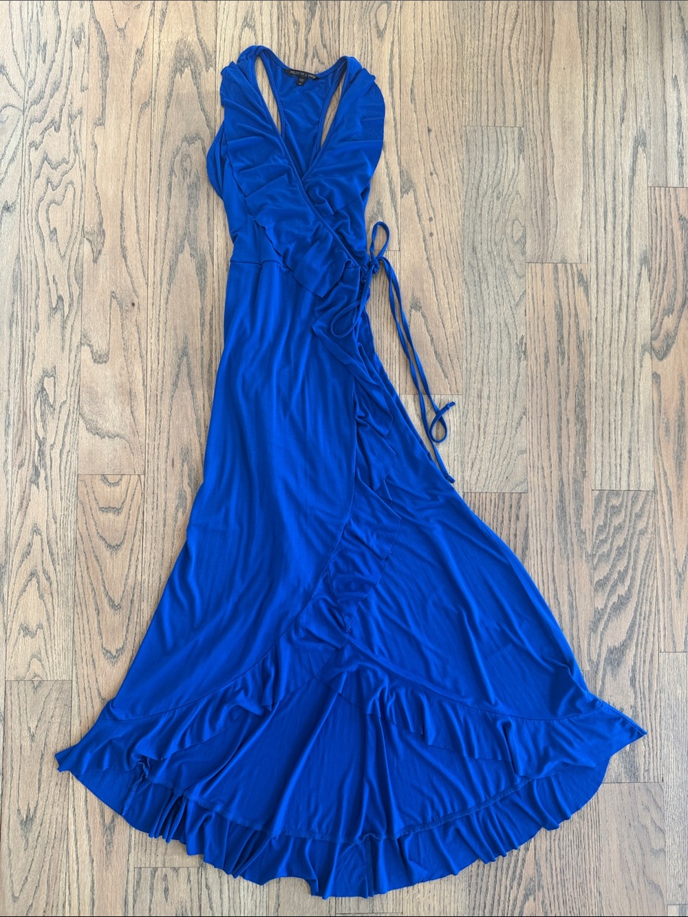 Felicity & Coco Royal Blue Ruffle Wrap High/Low Maxi Dress Size X-Small